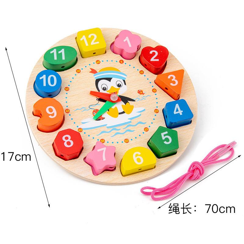 Wooden Baby Clock Caterpillar Small Round Bead Rainbow Tower Toy For Early Learning