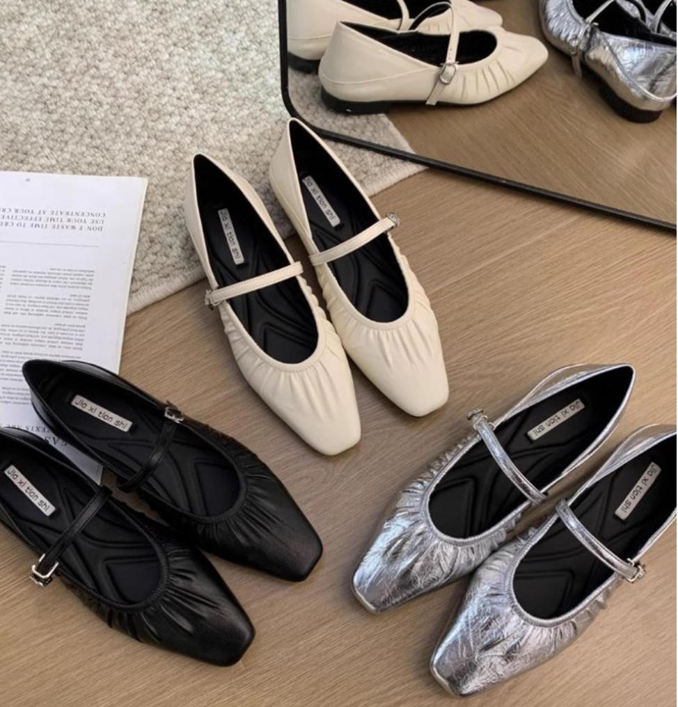 Women Flats Mary Janes Shoes Spring New Fashion Square Toe Shallow Ladies Soft Sole Ballerinas Flat Casual Ballet Shoes Zapatos
