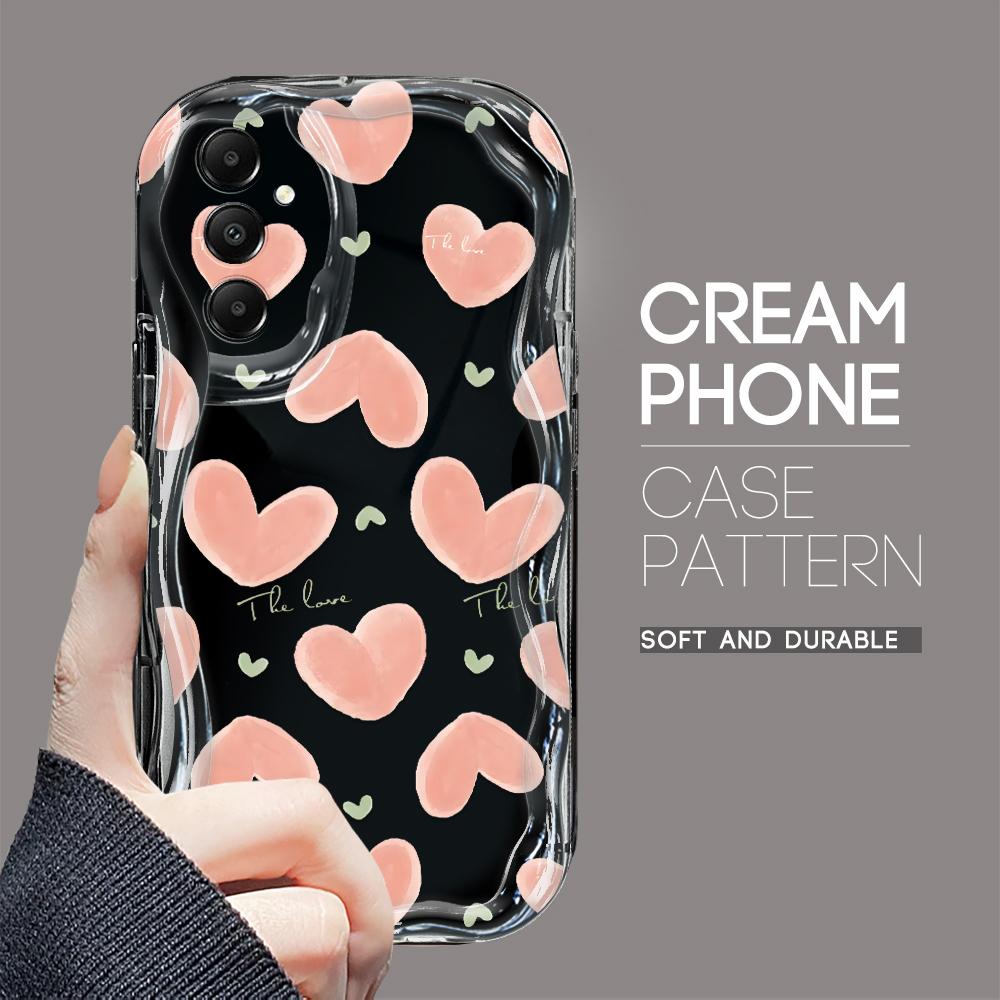 Søt tegneseriemønster krem tekstur deksel Bølget kant mykt silikondeksel Telefonveske for Samsung