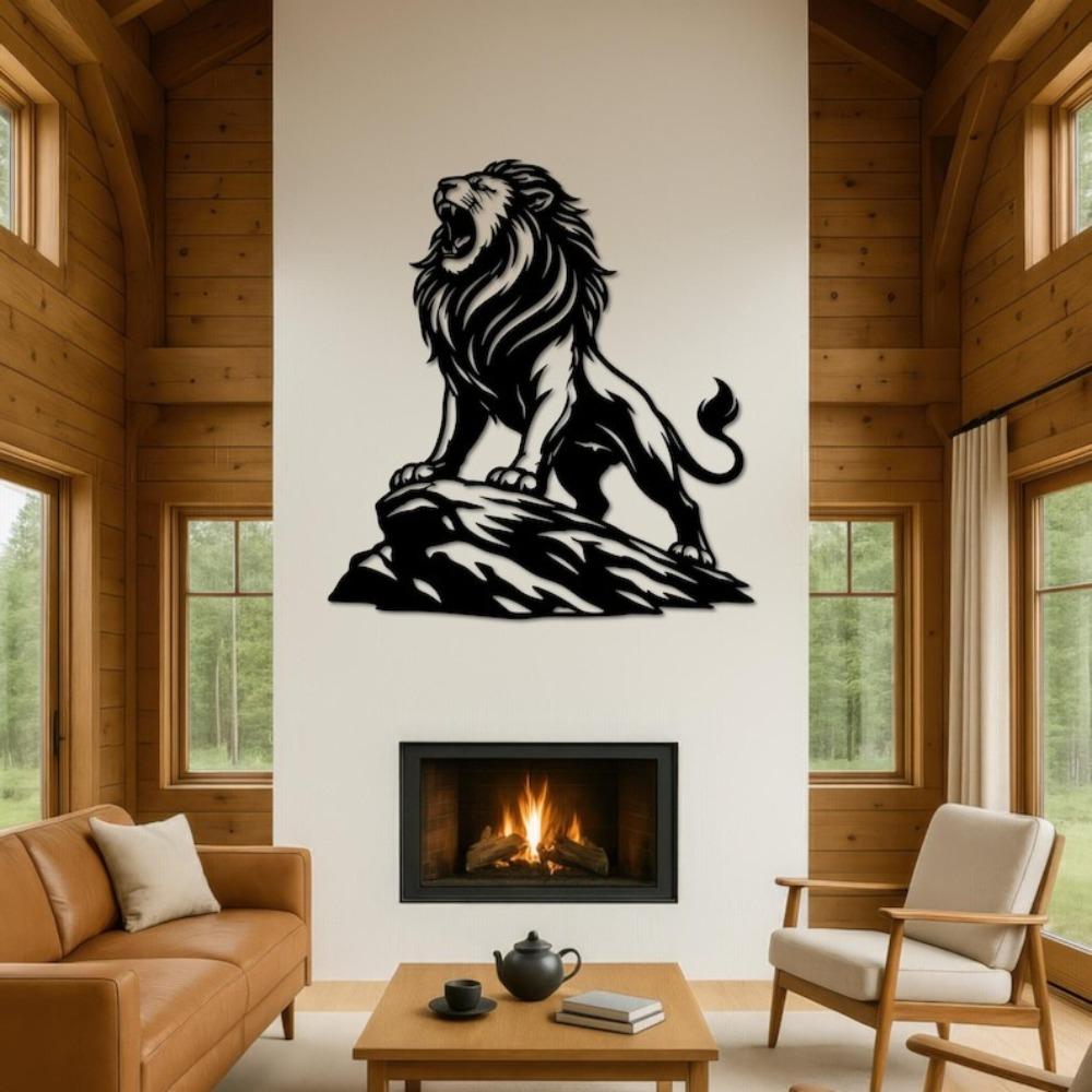 Metal Lion Wall Art, Roaring Jungle King Decor, Powerful Wildlife Metal Wall Sculpture, Animal Home Decoration