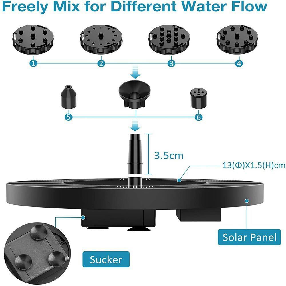 Mini Solar Water Fountain Pool Pond Waterfall Fountain Garden Decoration Outdoor Bird Bath Solar Powered Fountain Floating Water