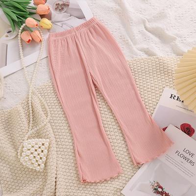 Kids Girls Summer Thin Wide Leg Pants Children Casual Loose Silk Flare Pants Princess Casual Pants Korean Style