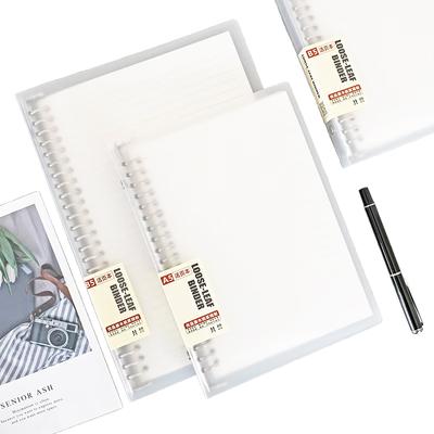 A5/B5 Blok s volnými listy - 60 listů Průhledný PP obal s kovovou kroužkovou vazbou Snadno doplňovatelný Školní a kancelářské potřeby