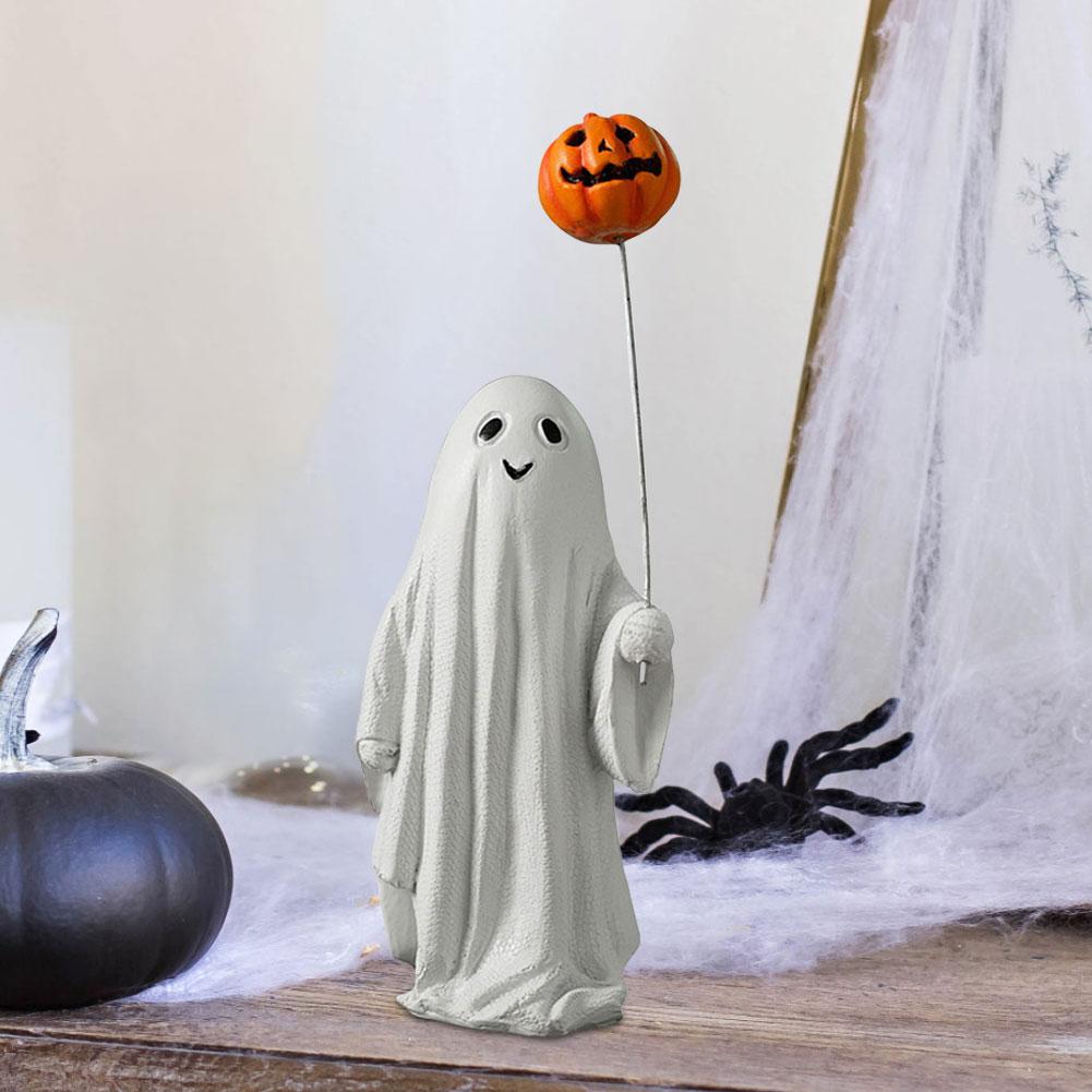 Halloween Resin Ghost Pumpkin Figurine Pumpkin Balloon Figurine for Party Home Table Centerpieces Shelf Ornaments