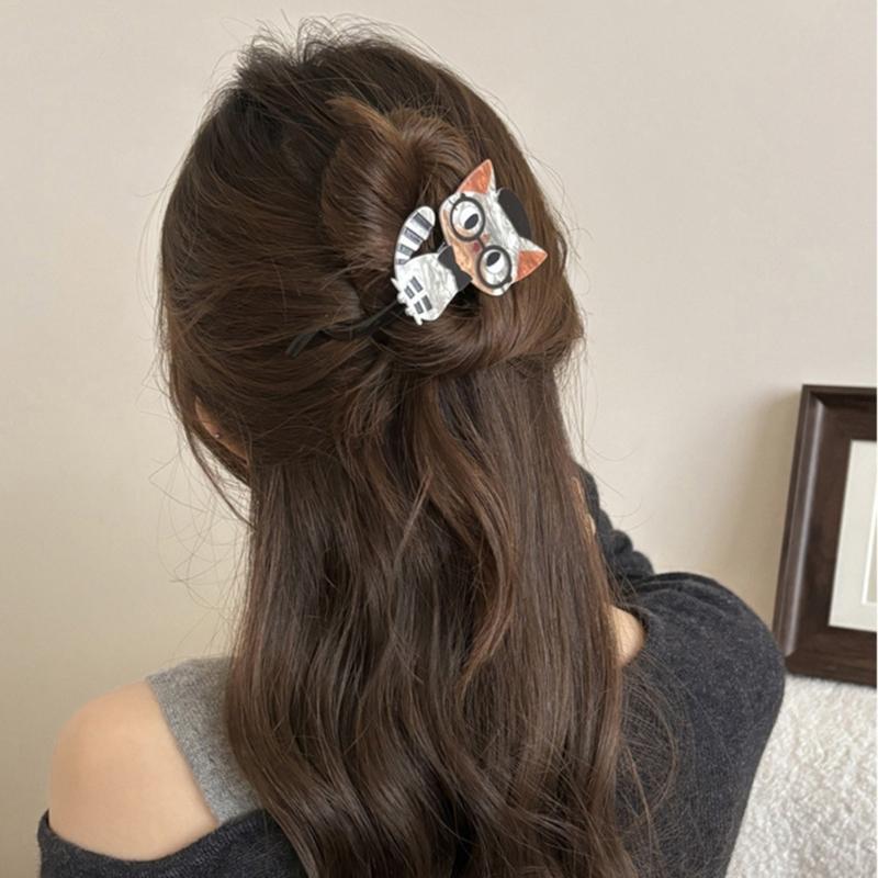 1PC Kitty Shaped Barrettes Nonslip Grip Lightweight Hair Accessories Acrylic Barrettes For Different Hairstyles