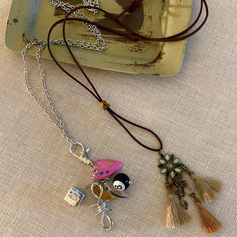 Minimalist Adjustable Acrylic Geometric Necklace - Versatile Fashion Sweater Chain