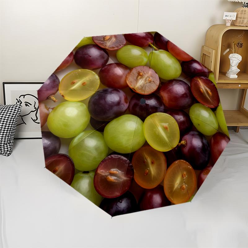 1 PC Automatic Folding Umbrella -Some fruitsPattern,Portable & Foldable Design with 8 Ribs,Christmas Birthday Gifts