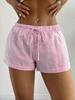 Women's Striped Elastic Waist Casual Lace-up Shorts - Versatile Summer Slimming Fit