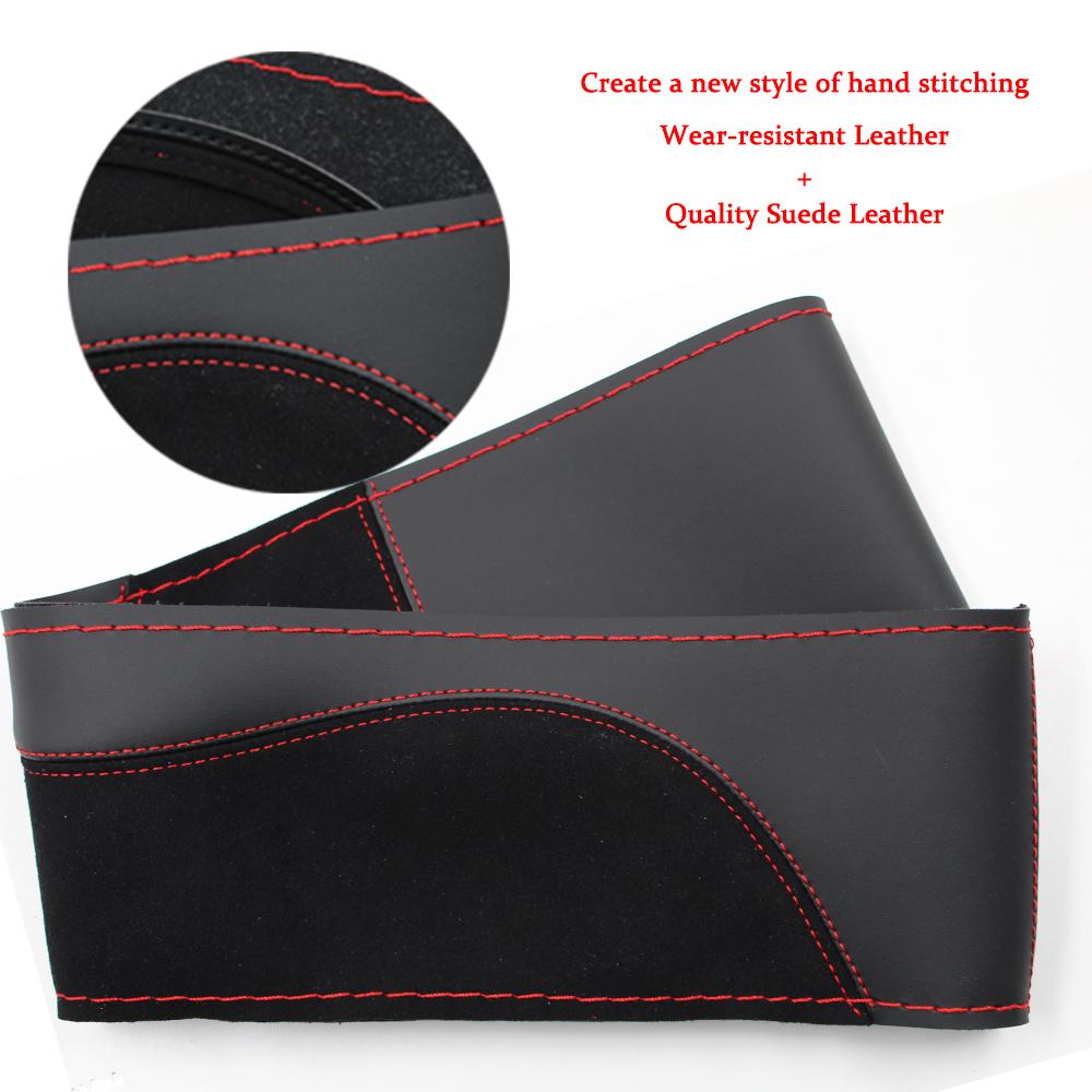 O SHI CAR 38 cm DIY Lenkradbezug, verschleißfest, weiches PU + Wildleder, Auto-Lenkradgeflecht mit Nadeln