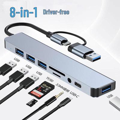 8-in-1 Dual-Use USB 3.0 Hub with SD+TF Card Reader