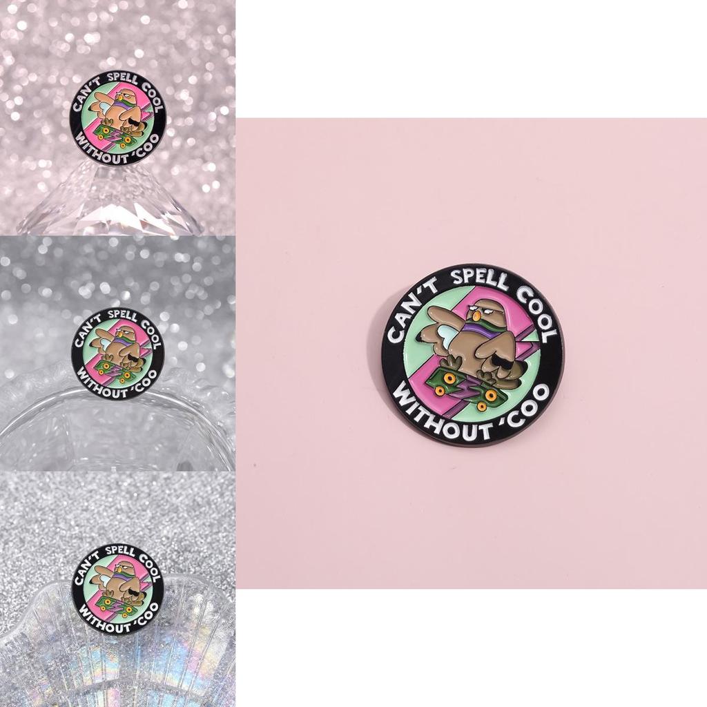 Creative Cartoon Alloy Bird Shape Brooch With Stylish Geometric Design And Vibrant Colors