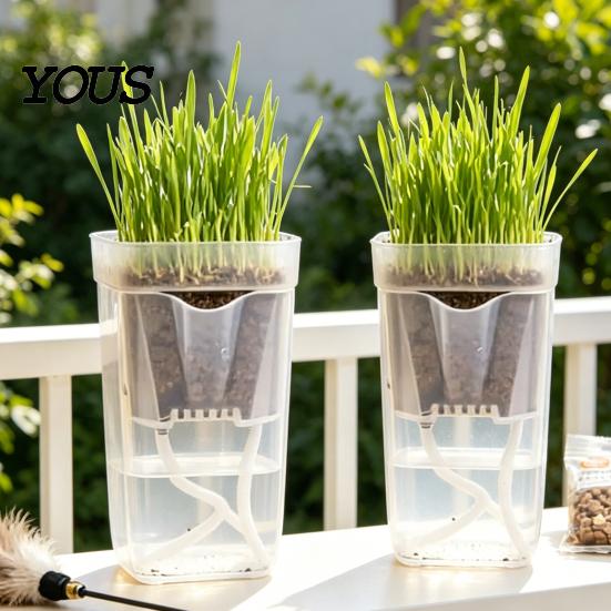 Automatic Watering Flower Pot Mini Self Pots with Wick, Clear Plastic Planters Drainage Holes & Water Level Indicator for Indoor Plants