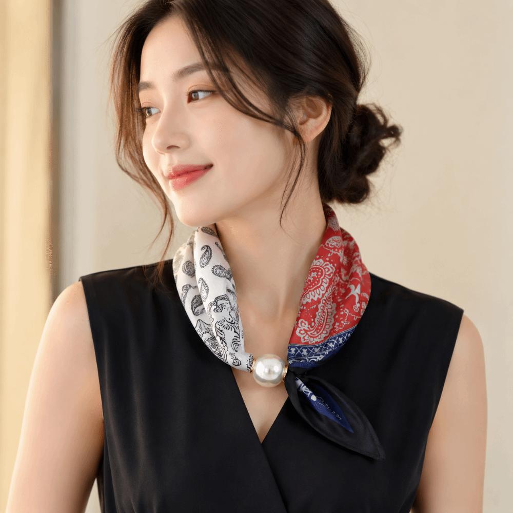 Printed Neck Scarf Breathable Magnetic Snap Scarf New Silk Scarf for Neck Wrap