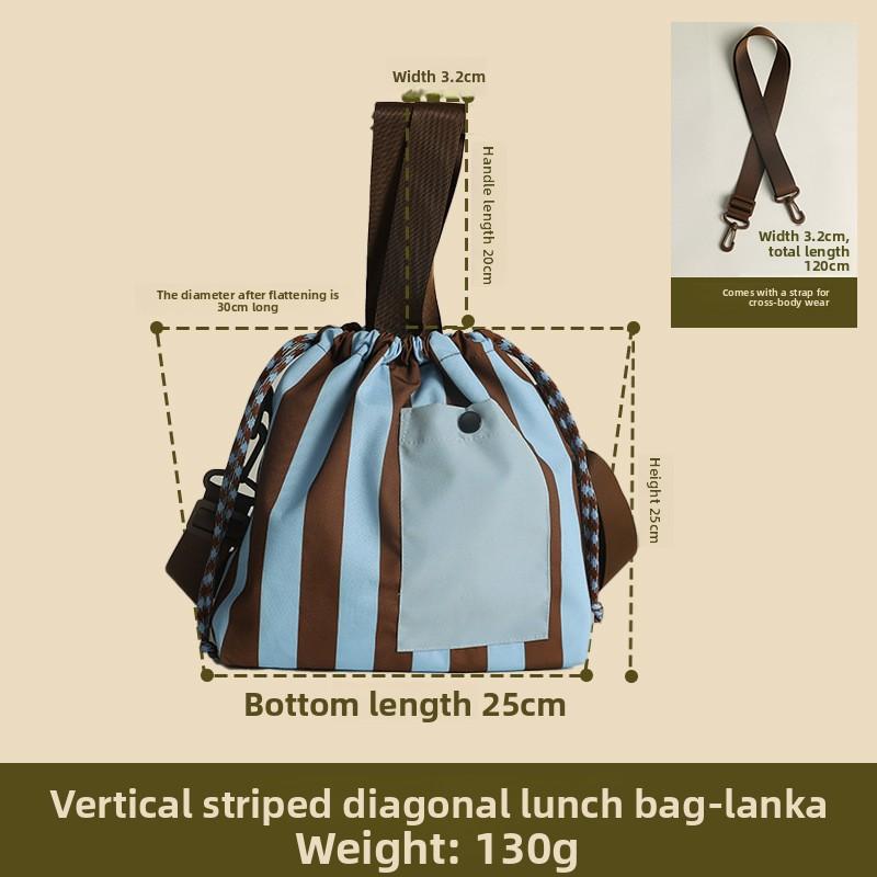 

New Japanese and Korean Style Insulated Lunch Bag Large Capacity Adjustable Shoulder Strap with External Pocket синій