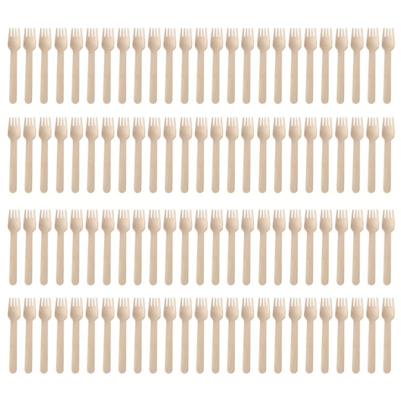 Wooden Eating Utensils Pack of 100 Disposable Cutlery Spoon Fork Knife Birchwood Cutlery Set Environmentally Friendly