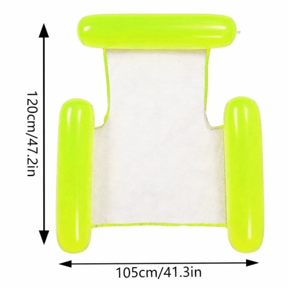 Mesh Seat Floating Bed with Backrest Floating Lounger New Inflatable Water Hammock  Summer Use B-Green