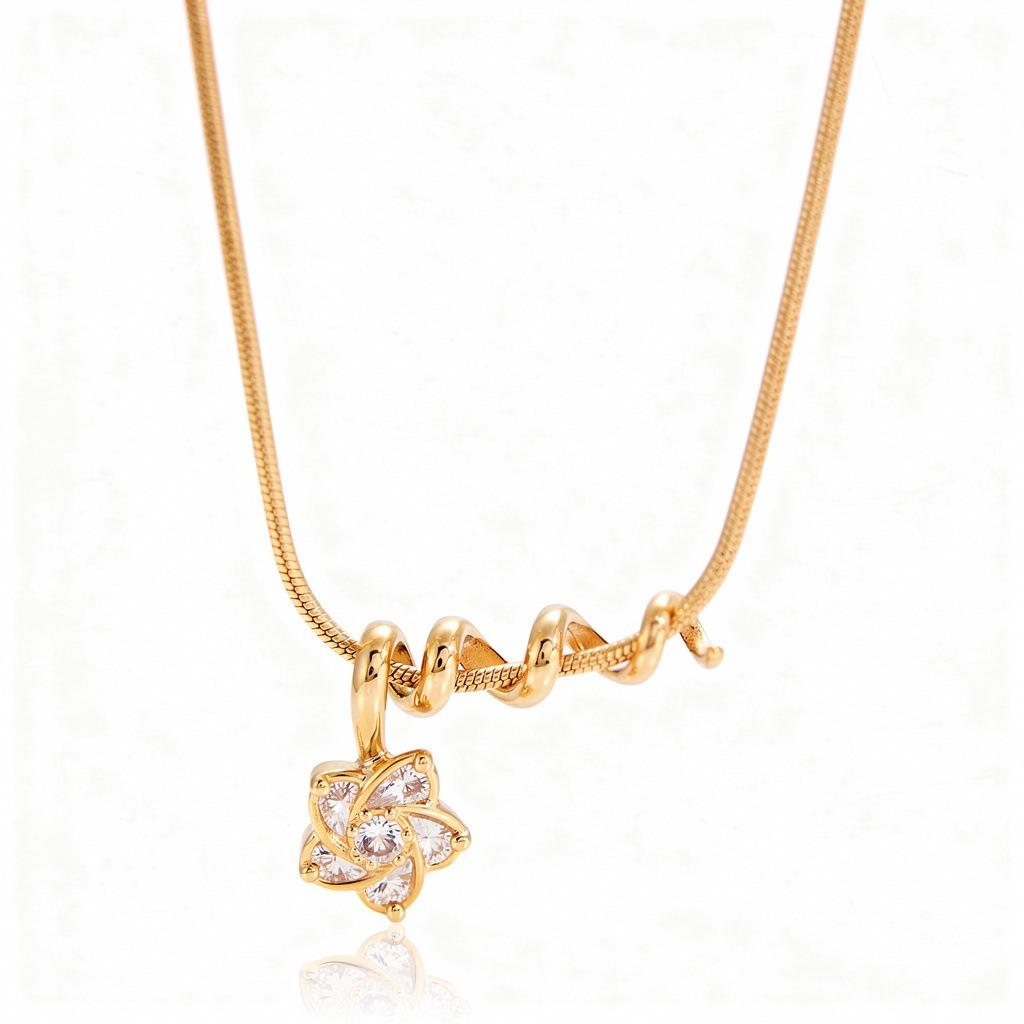 Series Simple Wind Necklace Knotted Love Small Flower Zircon Pendant Collarbone Chain Zircon Stacked Wear