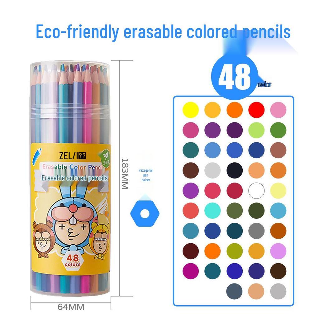 Zhenglin Erasable Colored Pencils – 24, 36, and 48 Color Sets for Children and Students Drawing and Coloring.