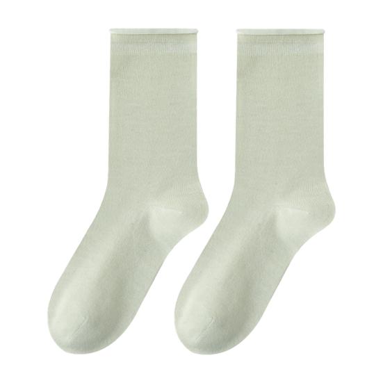 Casual Korean Style Hosiery Women Mid-Length Crew Socks, Loose Cuff Mittens, Comfortable Breathable Athletic Socks Solid Color for Autumn Winter Daily