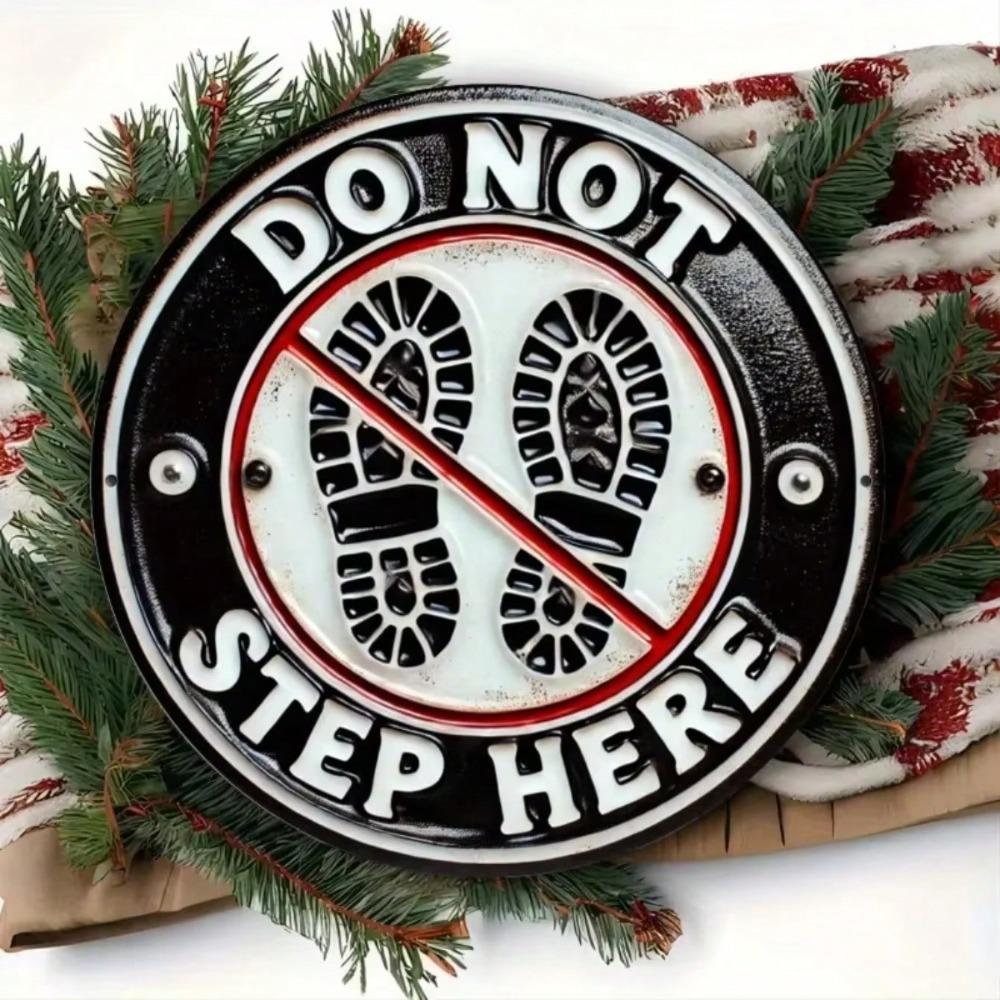 Vintage Do Not Walk Here Metal Sign Outdoor Garden Garage Warning Plaque Footprint Decor