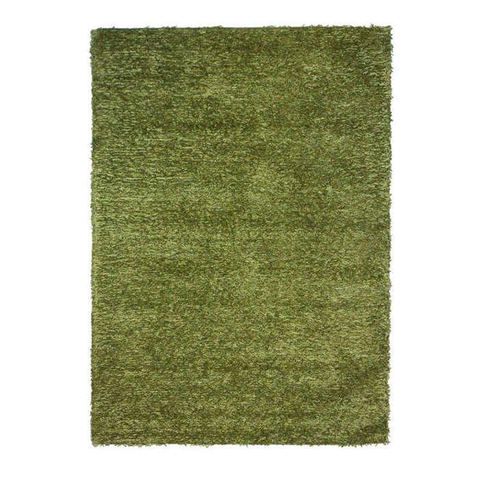 Tapis salon à poils longs toucher soyeux vert 160x230