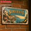 2D flat, 1 retro metal license plate, Sorrento Amalfi Coast aluminum sign, suitable for kitchen walls, rustic decor, summer home