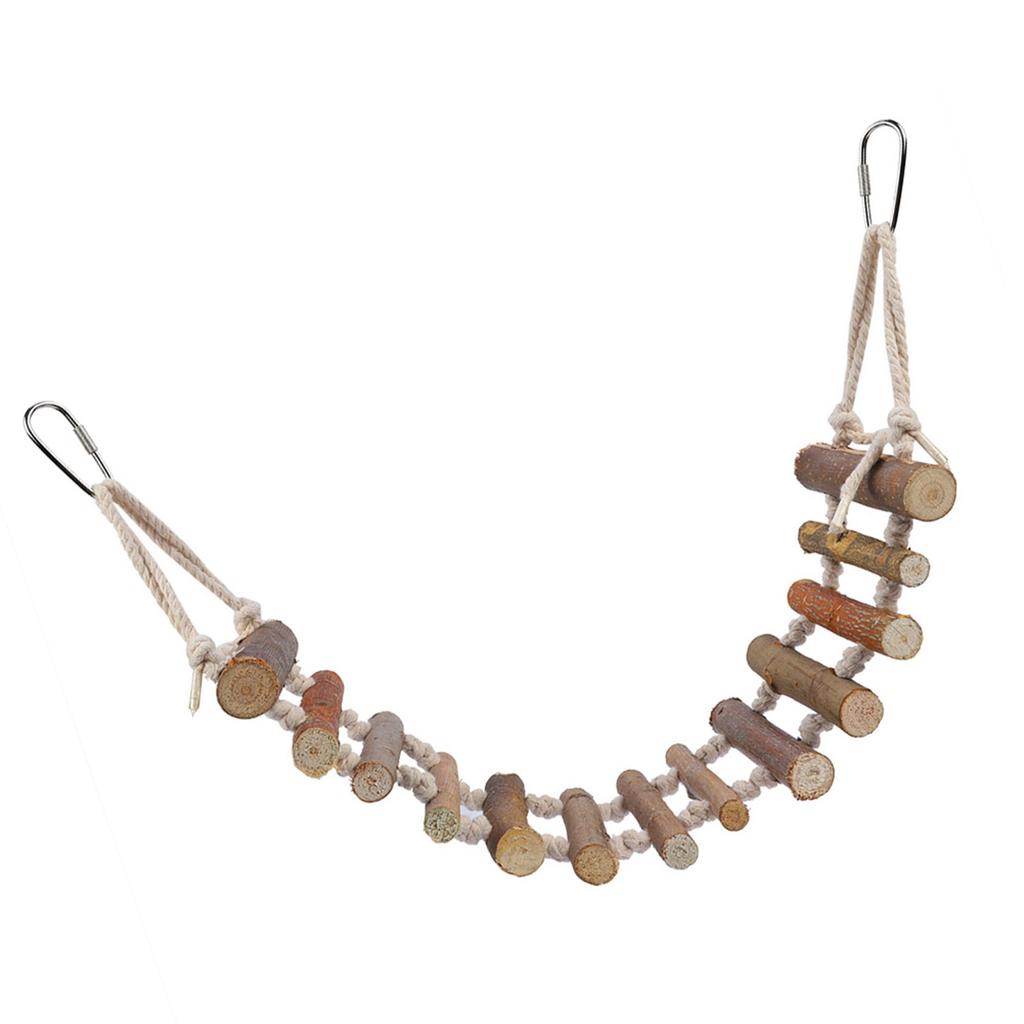 1Pc Parrot Natural Rope Wood Ladder Swing Toy Hanging Climbing Bridge Bird Pet Chewing Toys
