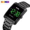 Hot Sale Fashion Trend LED Square Electronic Watch, Waterproof Steel Belt Men's Watch