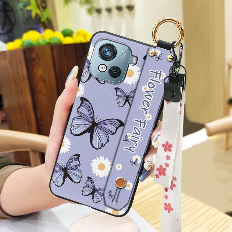 Soft case Wrist Strap Phone Case For Blackview Oscal C80 Shockproof Anti-dust Oil Painting Wristband Durable Kickstand
