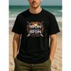 European Sizes "Iron Grinding Iron" Cross-sword Logo Hard-core Inspirational Summer Fashion T-shirt, Comfortable and Breathable Casual Sports Top