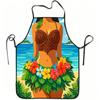 1pc Tropical Hawaiian Vacation Girl Print Apron, Durable And Easy To Clean, Adjustable Waistband, Polyester Material, Suitable F