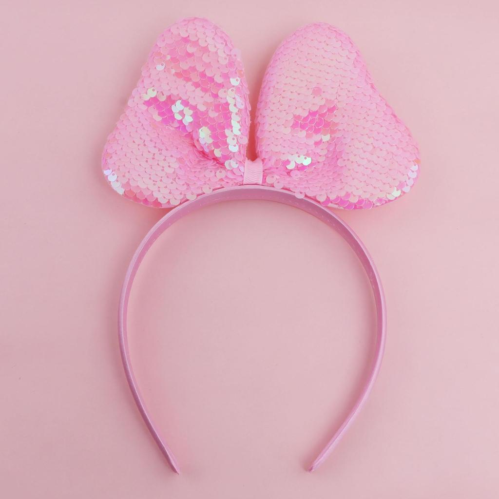 Sequin Large Bow Headband - Children's Sweet Solid Color Hair Accessory