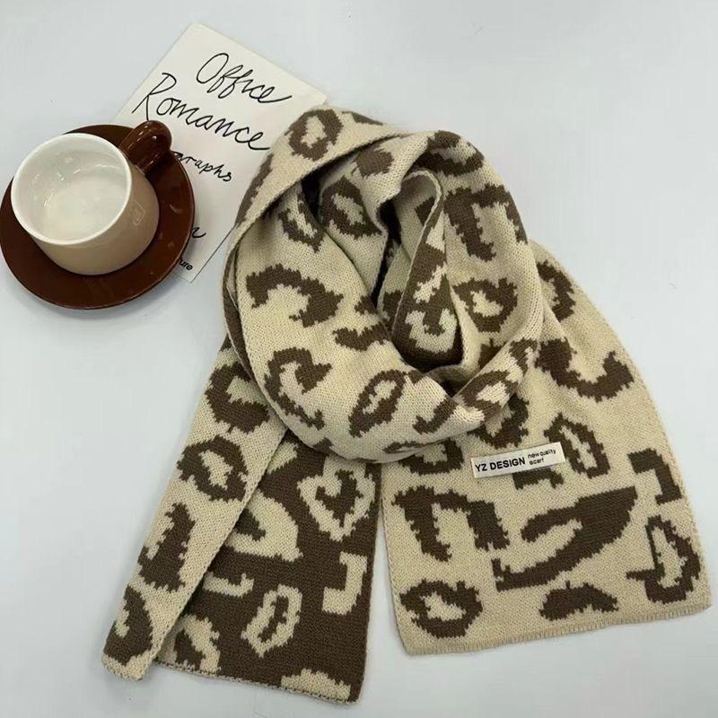 

Пара шарфов с леопардовым принтом Модный Универсальный Теплый Текстурный Модный Шарф Осенне-зимний Шарф