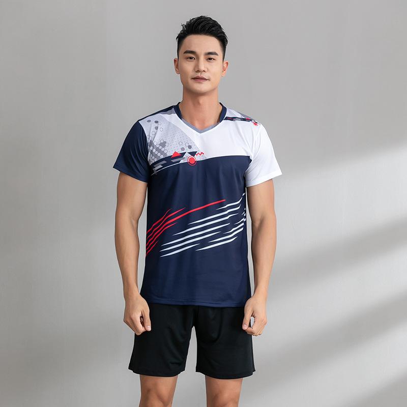 New Badminton Jersey Suit Women's Training Sports Printing Short-sleeved Jersey Competition Special Air Volleyball Clothing Men