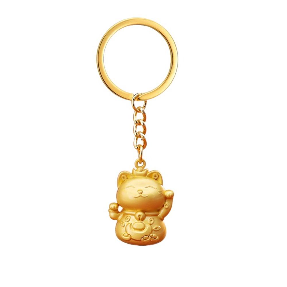 

Gold Color Cat Keychain Zinc Zinc Zinc Alloy Cat Bag Pendant Simple Maneki Neko Key Chain Male Style A