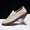 New 2026 Handmade Leather Men Shoes Design Fashion Sneakers Slip On Loafers Summer Mesh Breathable Casual Shoes Men Driving Flat