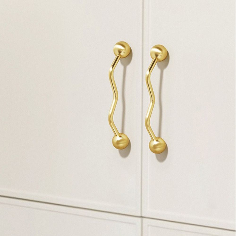 Knobs PVD Gold Brass Cabinet Handle Beautiful Light Luxury Drawer Pulls Solid Handle Heavy Duty Long Handle Wardrobe