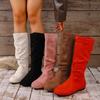 Fashionable Round Toe Suede Anti Slip Casual Motorcycle Boots for Winter Comfort Sexy Plus Size Knight Boots for Women