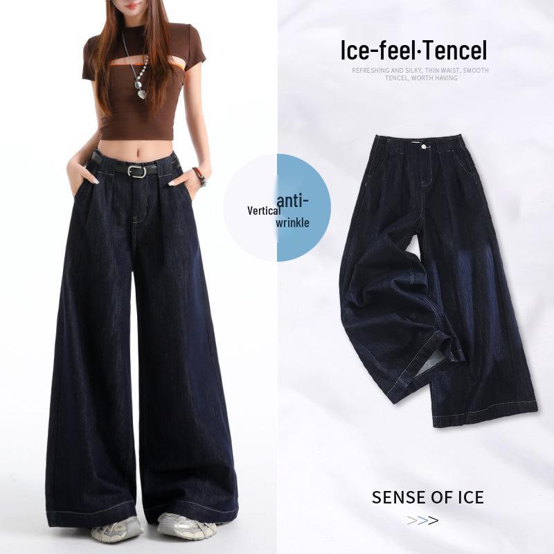 Women s Summer Tencel Lyocell High Waist Wide Leg Jeans XL