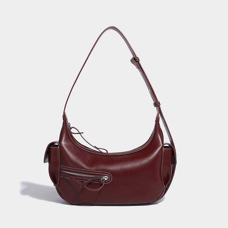 

Весна-лето 2025 новая нишевая дизайнерская модная сумка подмышку, трендовая сумка на плечо, высококачественная портативная сумка-полумесяц для женщин бордовый