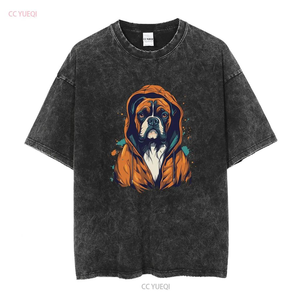 Boxer T Shirt Dog Cool Animal Owner Mom Dad Long or Short Sleeves Vintage Washed Breathable Casual Graphic Comfortable Stylish