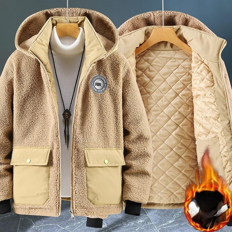 

Мужская куртка с капюшоном из искусственной овчины для активного отдыха, устойчивая к холоду, зимняя, утолщенная, теплая, легкая, повседневная, свободная, удобная, хлопковая 5XL хаки