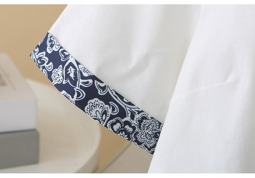 B1 Plus Size Women's Ethnic V-Neck Short Sleeve Cotton Linen Shirt - Summer 2026 Arrivals