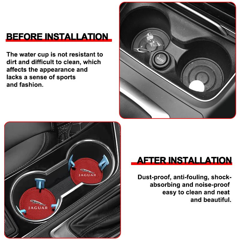 New Car Cup Holder Pad PU Leather Slot Non-slip Coaster Mat For Jaguar XF XE XJ XJ8 X351 F Pace X Type F Type Necklace Tijera Ropa Llavero