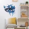 Blue Tearful Eye with Butterfly Wall Art Aesthetic Self Adhesive Vinyl Sticker for Bedroom Living Room Decor