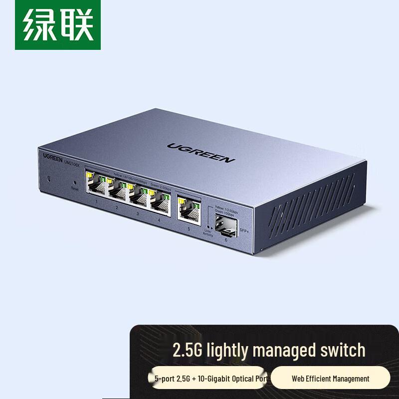 

UGREEN 15811 5-Port 2.5G Web Smart Switch with 10G SFP+ Port