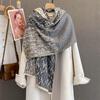 Autumn new fashionable geometric texture splicing scarf women's imitation cashmere warm fashion versatile outer shawl scarf