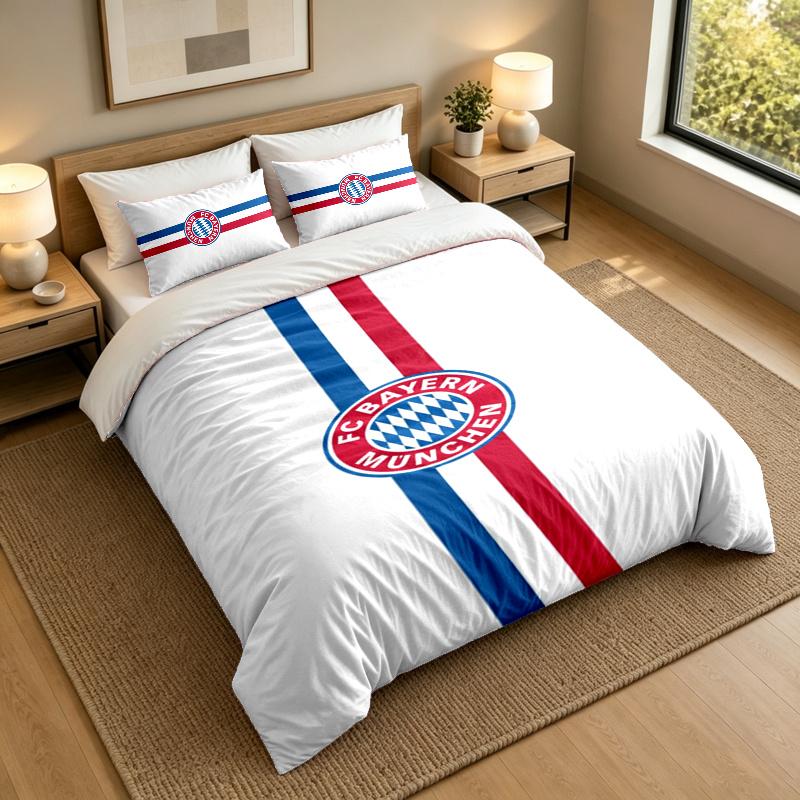 3-Piece Bed Sheet Set with Bayern Munich Design, 1 Flat Sheet and 2 Pillowcases for Bedroom