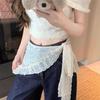 Summer Lace Bandana Scarf Korean Style Triangle Neckerchief, Boho Waist Belt For Girls, Countryside Photo Shoot Accessories