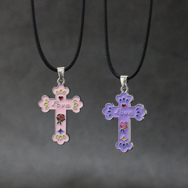 Gothic Liquid Heart Pendant Necklace Devil Eye Cross Choker Punk Devil Eye Clavicle Chain for Women Jewelry Accessories